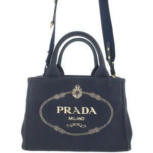 Prada Canapa Tote Denim canvas handbag top handles 2way Blue